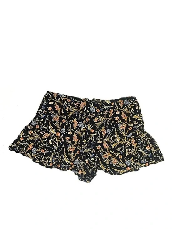Kimchi Blue Black Floral Ruffle Shorts with Blue and Pink Accentst - Picture 9 of 10
